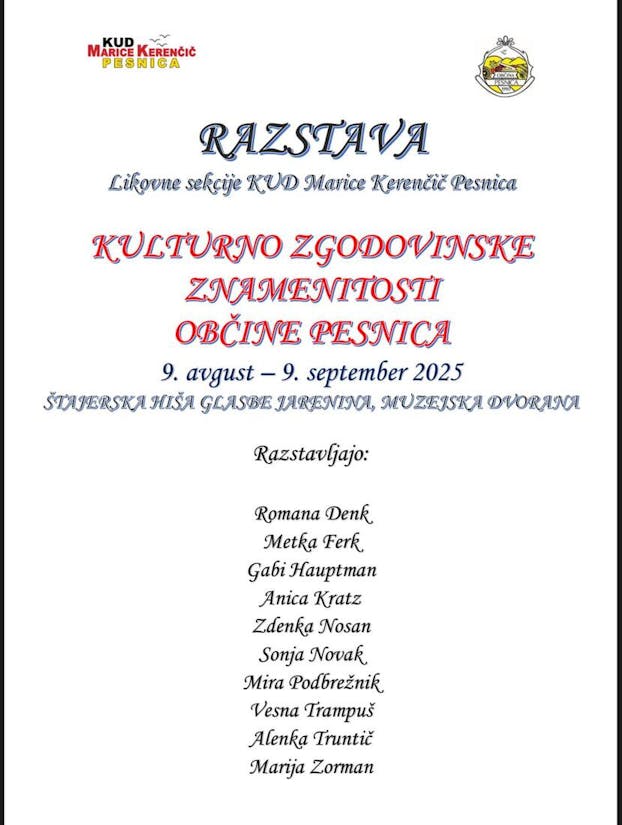RAZSTAVA LIKOVNE SEKCIJE KUD MARICE KERENČIČ PESNICA / 9.8. - 9.9.2025